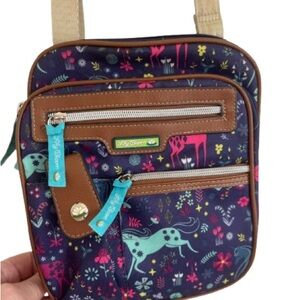 Lily Bloom Eco Friendly Unicorn Midnight Garden Print Crossbody Bag